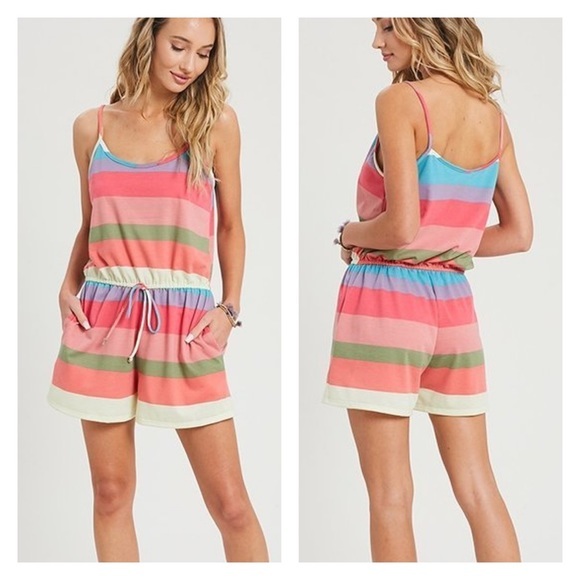 🌷CALI COLOR-BLOCK ROMPER - Picture 1 of 4